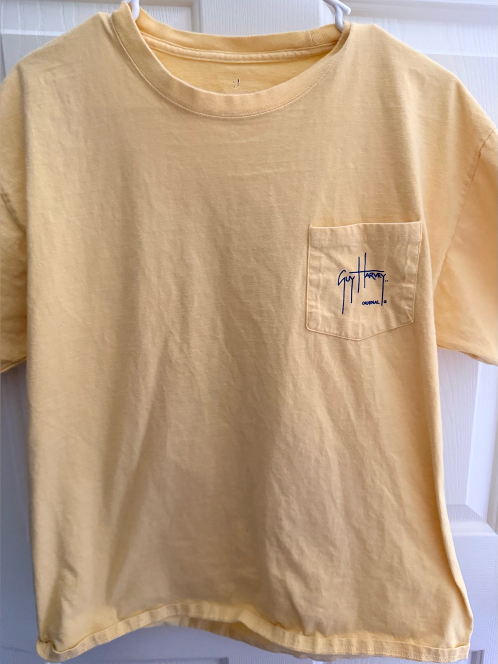 Guy Harvey Tee Shirt Yellow Nautical Fish Beach Life Pocket Tee Mens Medium